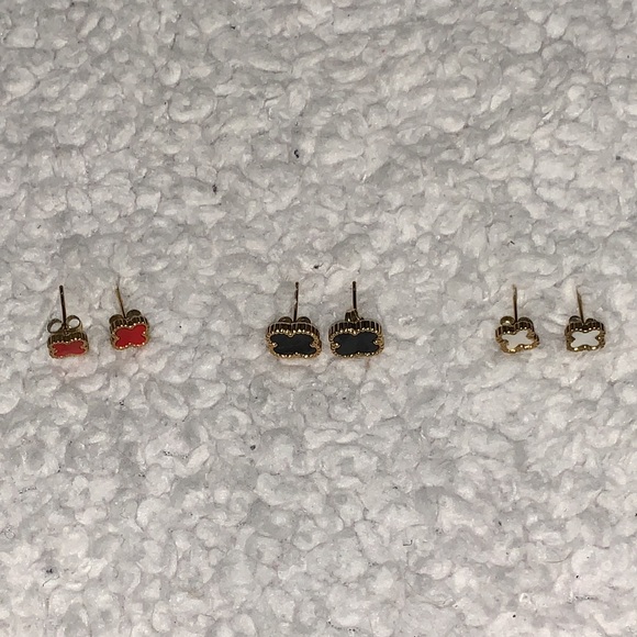 3 Gold Clover Earring Set (Red, Black, and Opal) - Picture 14 of 17